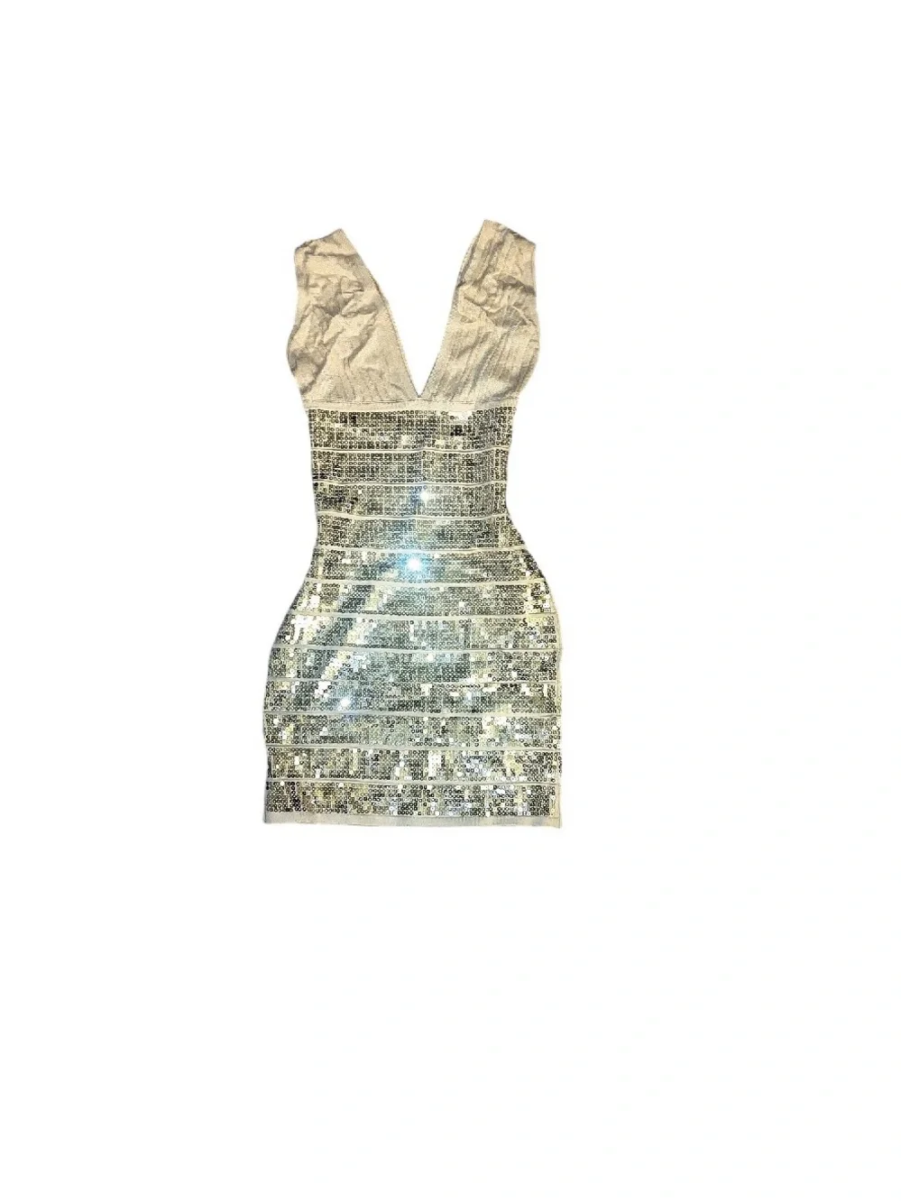 Vintage WOW Couture Gold Sequin Bandage Mini Dress Size S Brand New